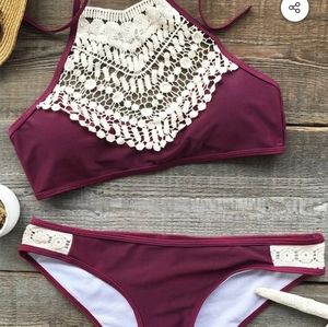 Lace Halter Bikini Set | Cupshe